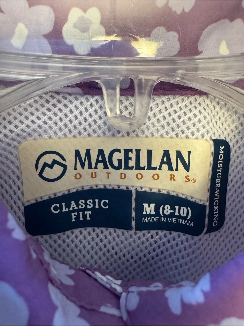 Magellan Outdoors Dress Girls M 8-10 Purple White Floral Vented Southern Summer